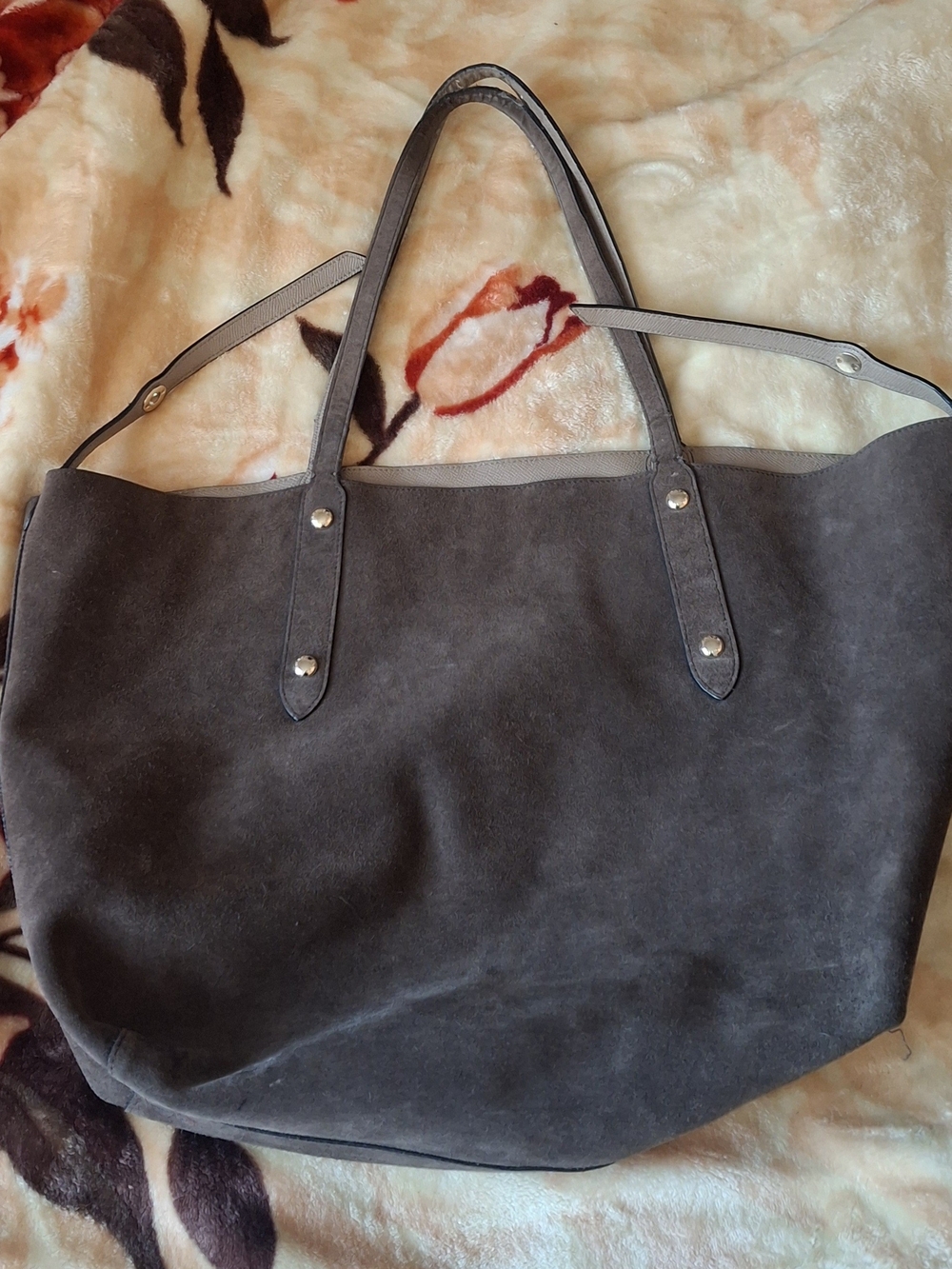 Coach Reversible Large Market Tote Brown Sude / Crossgrain Leather - Picture 6 of 9